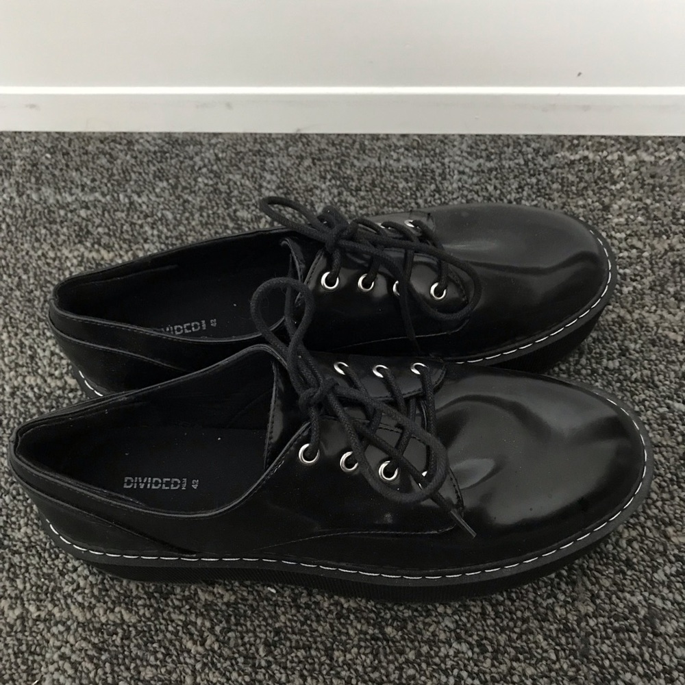 H&M Chunky Patent Leather Lace Up Oxfords